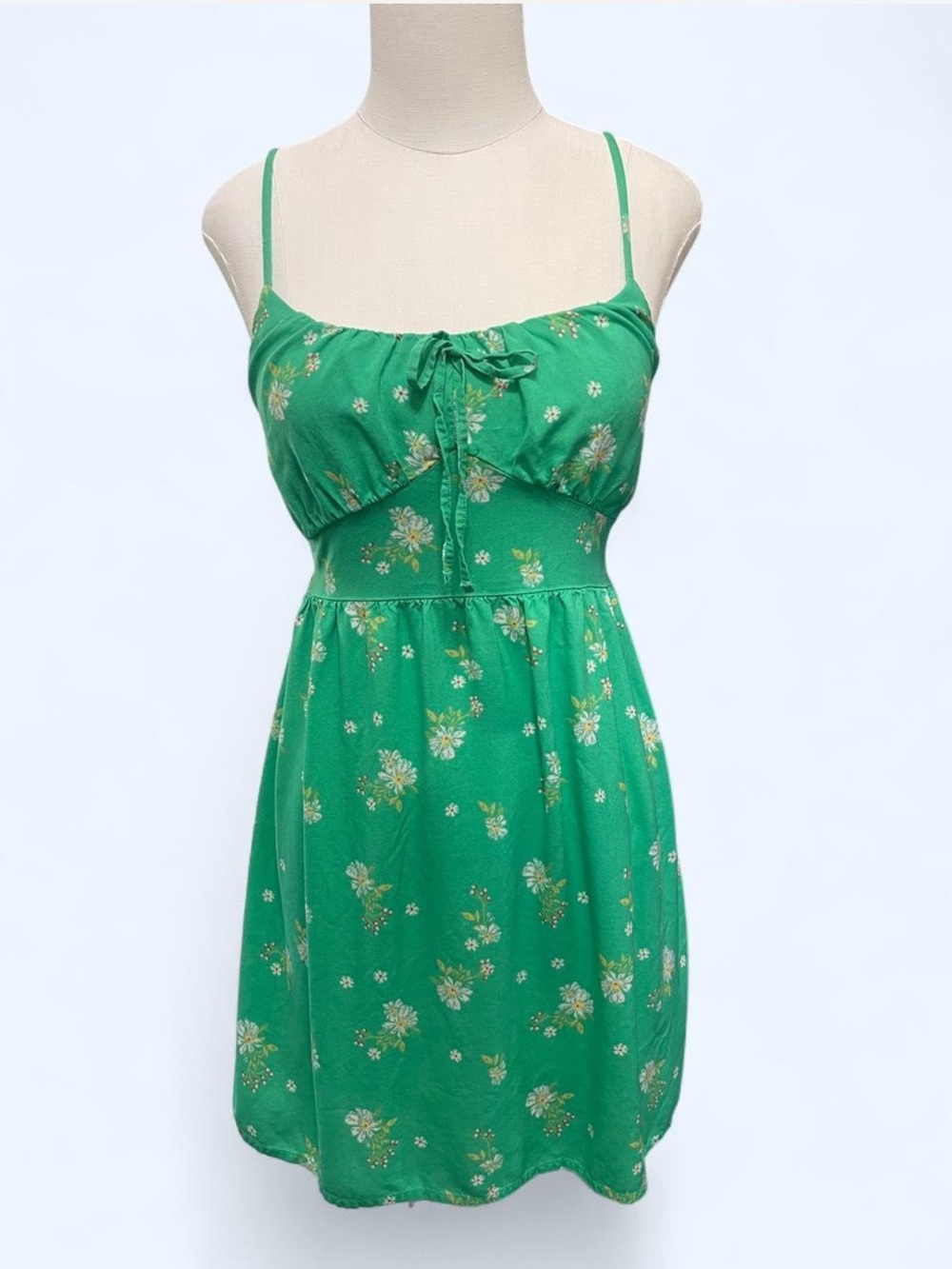 SO Green Floral Spaghetti Strap Mini Dress